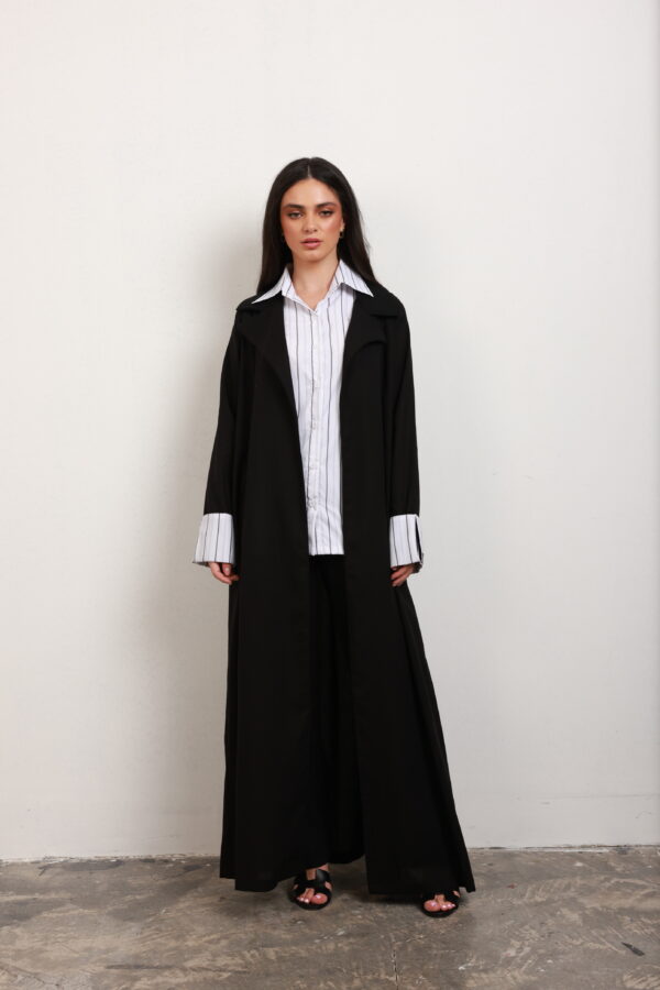 Linen abaya with shirt ( Black)