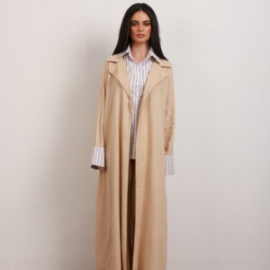 Linen abaya with shirt ( Beige)