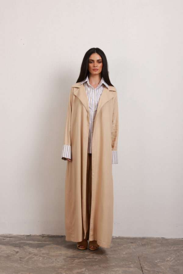Linen abaya with shirt ( Beige)