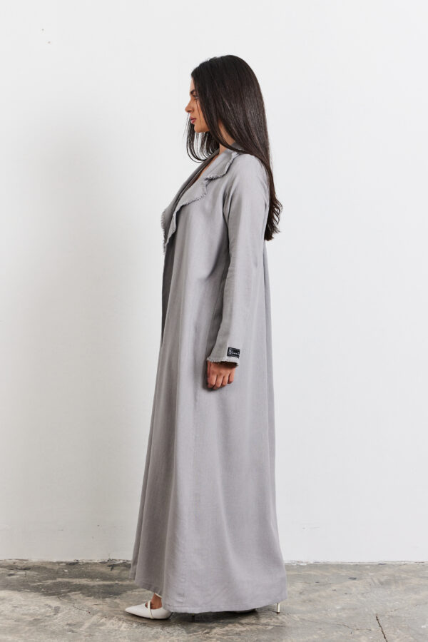 ⁦Lenin three-piece abaya (grey)⁩ - الصورة ⁦5⁩