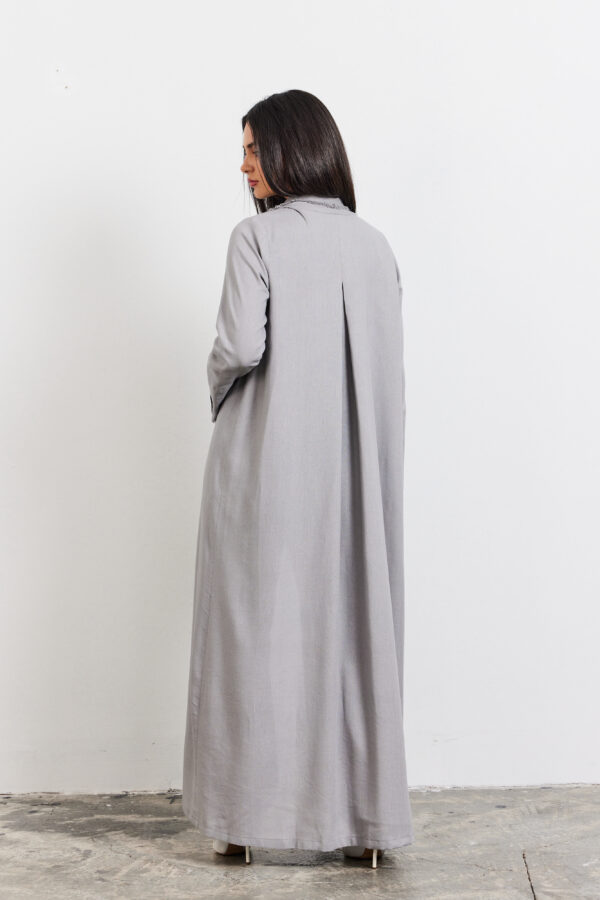⁦Lenin three-piece abaya (grey)⁩ - الصورة ⁦7⁩