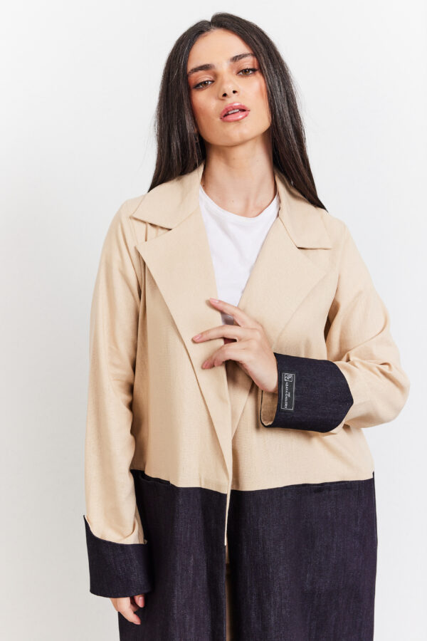 ⁦Half jeans/ Half linen Abaya⁩ - الصورة ⁦4⁩