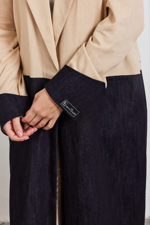 ⁦Half jeans/ Half linen Abaya⁩ - الصورة ⁦3⁩