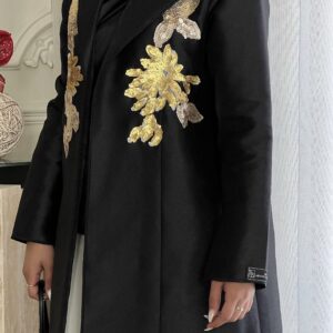 Abaya with rose gold embroidery