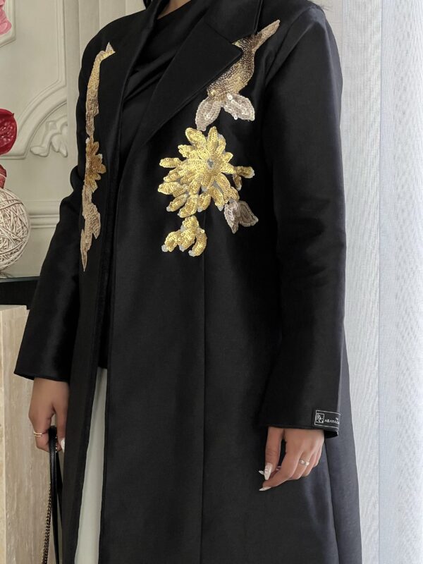 Abaya with rose gold embroidery