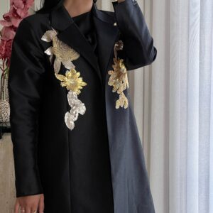 Alternative view of Abaya with rose gold embroidery