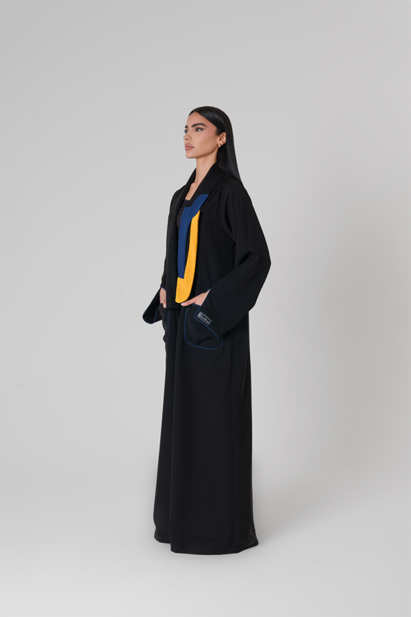 ⁦Colored Abaya Black⁩ - الصورة ⁦2⁩