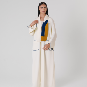 Alternative view of Colored Abaya white