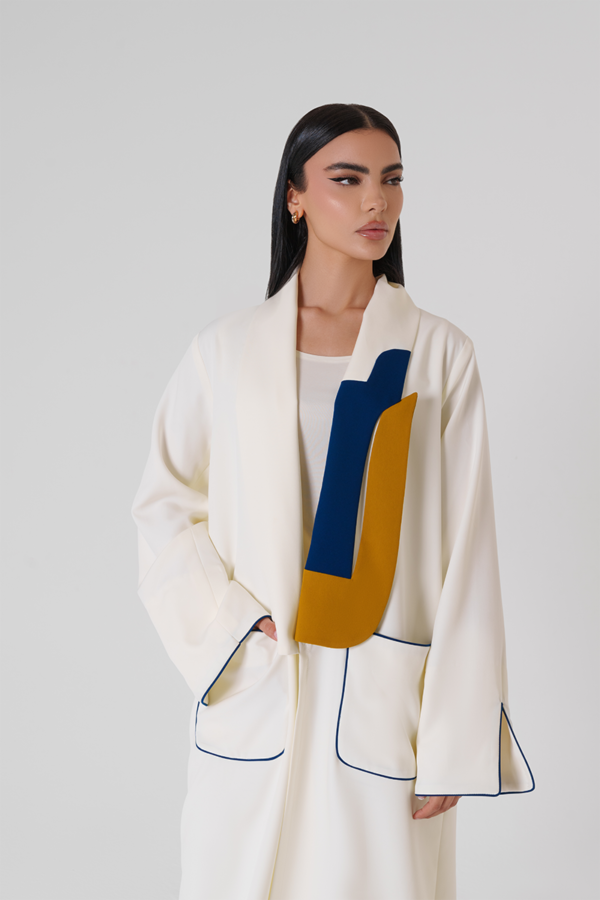 Colored Abaya white
